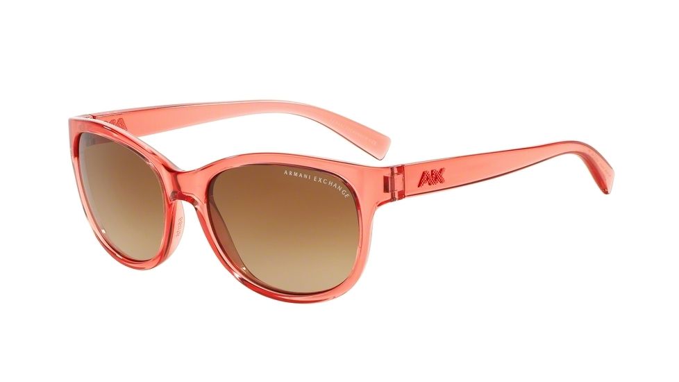 Armani Exchange AX4044S Single Vision Prescription Sunglasses AX4044S-816413-55 - Lens Diameter 55 mm, Frame Color Transparnt Coral