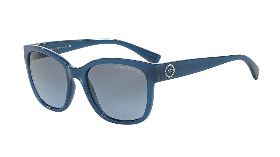 Armani Exchange AX4046S Single Vision Prescription Sunglasses AX4046S-81728F-54 - Lens Diameter 54 mm, Frame Color Blue Navy Milky