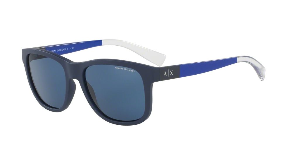 Armani Exchange AX4054S Single Vision Prescription Sunglasses AX4054S-815780-55 - Lens Diameter 55 mm, Frame Color Matte Navy/dark Sea