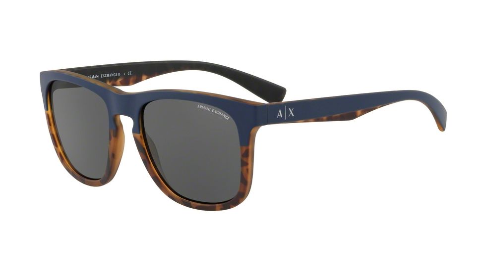 Armani Exchange AX4058S Progressive Prescription Sunglasses, 55mm, Matte Dark Blue/matte Havana, AX4058S-824687-55-PRO