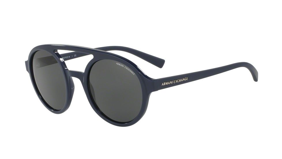 Armani Exchange AX4060S Progressive Prescription Sunglasses AX4060S-821287-50 - Lens Diameter 50 mm, Frame Color Matte Navy Blue/top Shiny