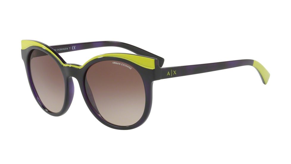 Armani Exchange AX4064S Single Vision Prescription Sunglasses AX4064S-822613-53 - Lens Diameter 53 mm, Frame Color Violet Havana/lime