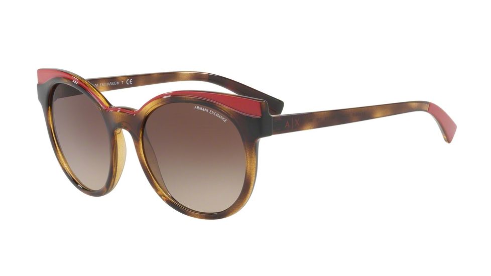 Armani Exchange AX4064SF Single Vision Prescription Sunglasses AX4064SF-822413-55 - Lens Diameter 55 mm, Frame Color Havana Red