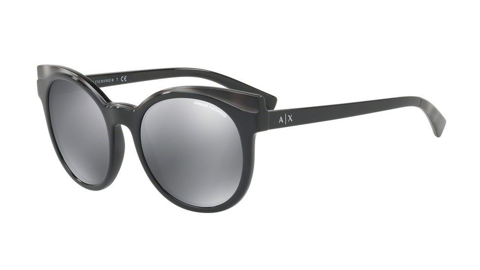 Armani Exchange AX4064SF Single Vision Prescription Sunglasses AX4064SF-82256G-55 - Lens Diameter 55 mm, Frame Color Black/grey Havana