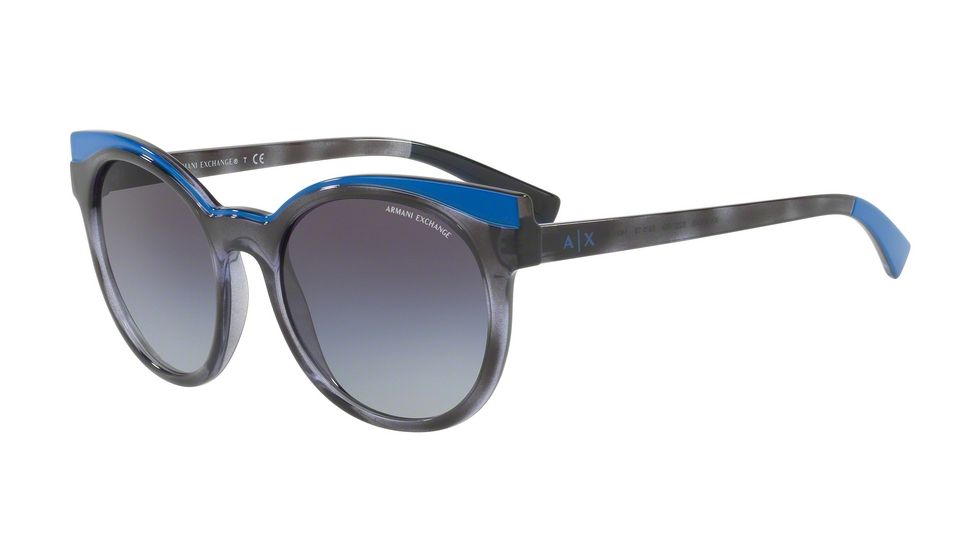 Armani Exchange AX4064SF Single Vision Prescription Sunglasses AX4064SF-82278G-55 - Lens Diameter 55 mm, Frame Color Blue Havana/skidiver