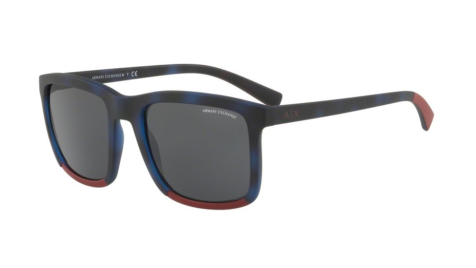 Armani Exchange AX4067SF Progressive Prescription Sunglasses AX4067SF-823087-55 - Lens Diameter 55 mm, Frame Color Matte Blue Havana/tango Red Mt