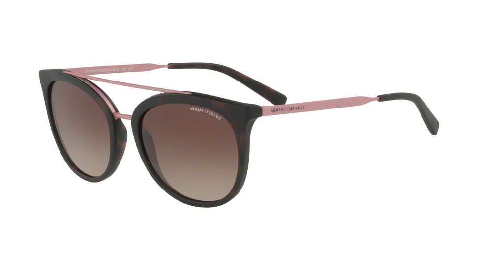 Armani Exchange AX4068S Single Vision Prescription Sunglasses AX4068S-802913-55 - Lens Diameter 55 mm, Frame Color Matte Havana