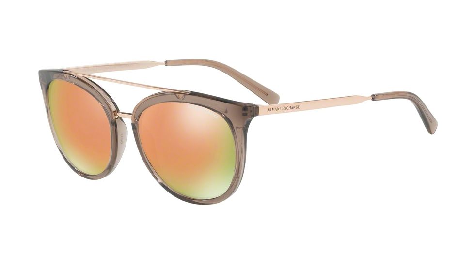 Armani Exchange AX4068S Single Vision Prescription Sunglasses AX4068S-82404Z-55 - Lens Diameter 55 mm, Frame Color Transparent Tundra Brown