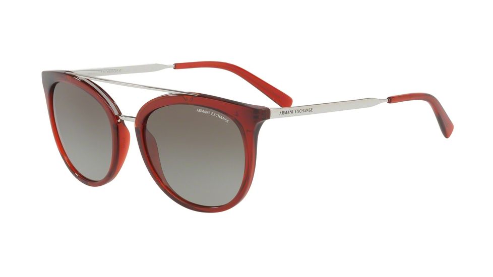 Armani Exchange AX4068S Single Vision Prescription Sunglasses AX4068S-82418E-55 - Lens Diameter 55 mm, Frame Color Transparent Ruby Red