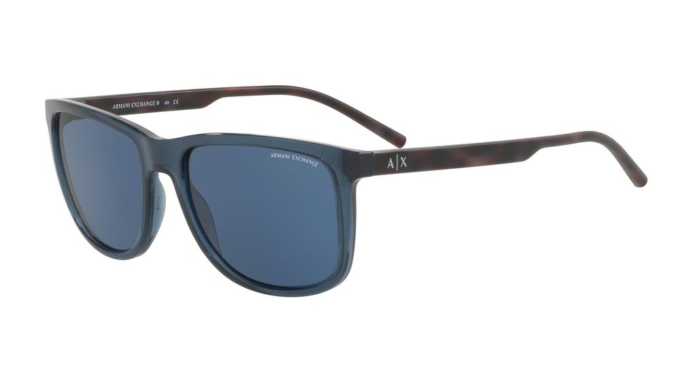 Armani Exchange AX4070SF Single Vision Prescription Sunglasses AX4070SF-823880-58 - Lens Diameter 58 mm, Frame Color Transparent Blue Dress