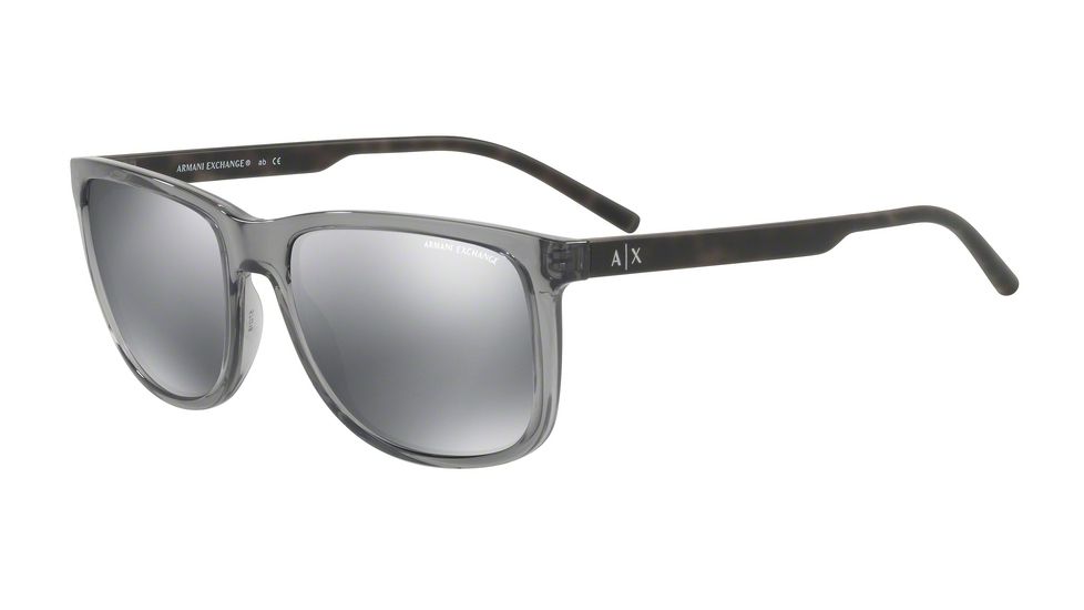 Armani Exchange AX4070SF Single Vision Prescription Sunglasses AX4070SF-82396G-58 - Lens Diameter 58 mm, Frame Color Transparent Magnet Grey