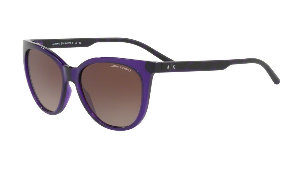 Armani Exchange AX4072S Progressive Prescription Sunglasses AX4072S-823613-55 - Lens Diameter 55 mm, Frame Color Transparent Purple