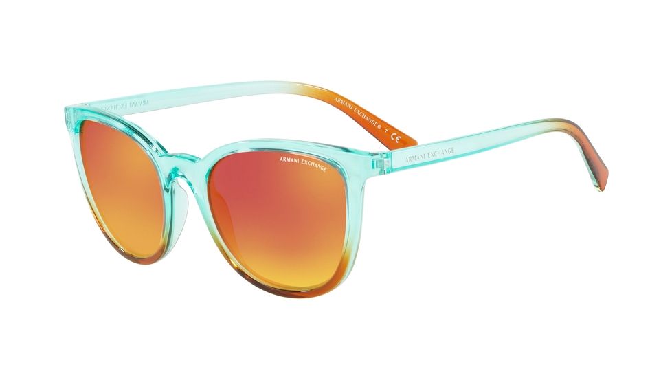 Armani Exchange AX4077SF Progressive Prescription Sunglasses AX4077SF-82566Q-56 - Lens Diameter 56 mm, Frame Color Transp Blue/Transp Orange