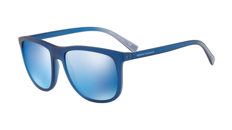 Armani Exchange AX4078S Progressive Prescription Sunglasses, 56mm, Matte Transp Navy, AX4078S-825955-56-PRO