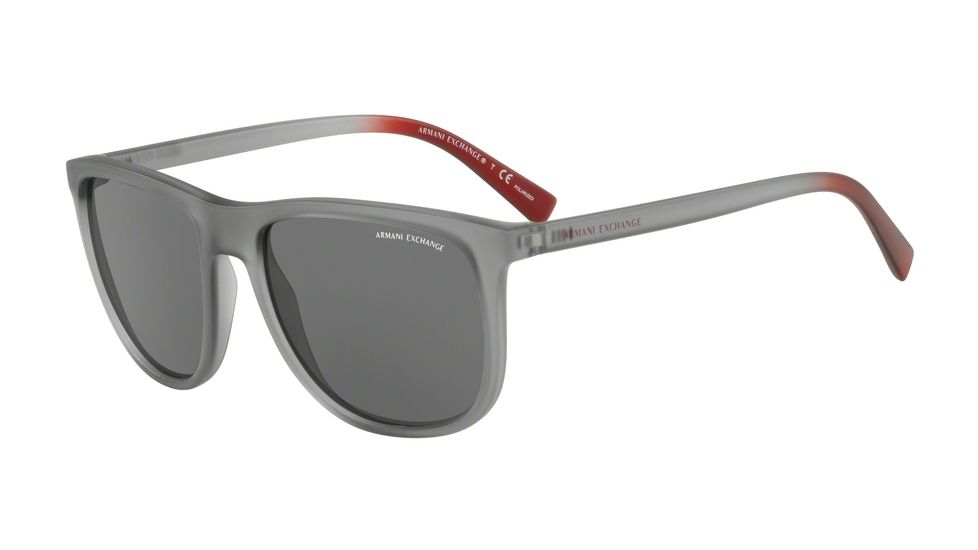 Armani Exchange AX4078S Progressive Prescription Sunglasses, 56mm, Matte Transparent Smoke, AX4078S-826081-56-PRO