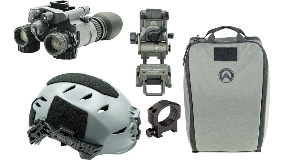 Armasight BNVD-51 Premium Kit - BNVD-51 Pinnacle Gen 3 NV Binocular w/ Armasight by Wilcox G95 Mount, Armasight by OTTE GEAR Helmet Bag and Team Wendy EXFIL LTP Helmet Rail 3.0, Gray, M/L