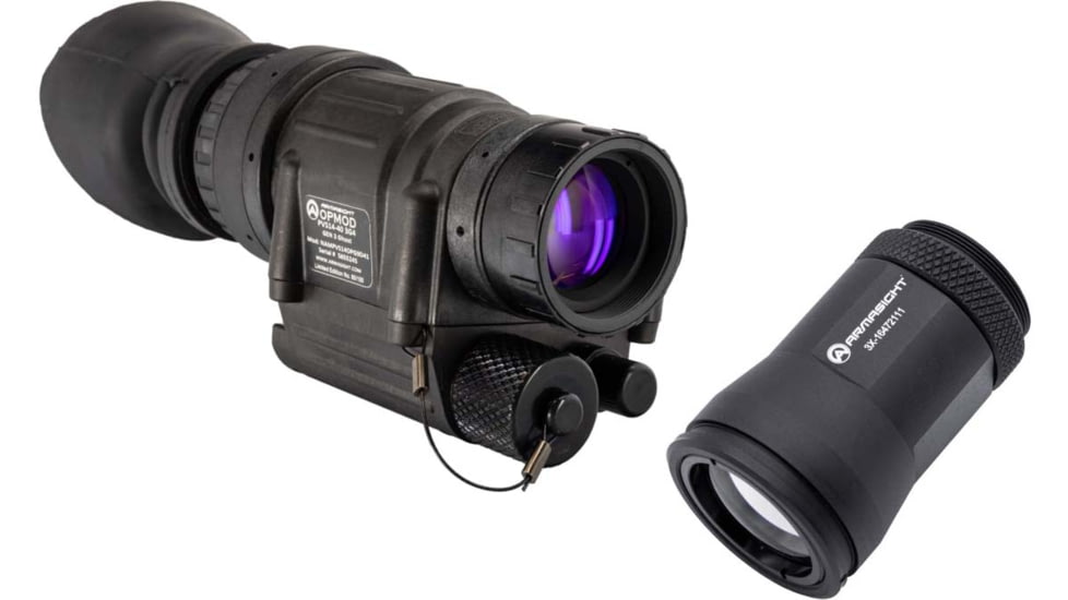 Armasight OPMOD PVS-14 Night Vision 1x26mm Monocular w/ 3x Magnifier, Gen 3, 72-81 lp/mm, Black, NAMPVS14OPG9D41