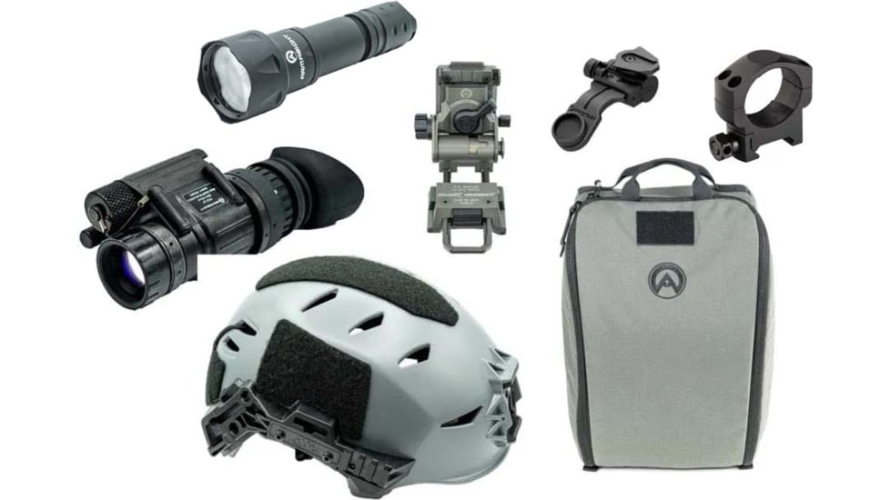 Armasight PVS-14 Gen 3 Multi-Purpose Night Vision Monocular, 1x, White Phosphor IIT, Black w/Team Wendy EXFIL LTP Bump Helmet Rail 3.0, Armasight Gray, M/L &amp; Wilcox AN/PVS-14 Arm Mount