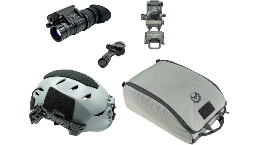 Armasight PVS-14 Premium Kit - PVS-14 Gen 3 Bravo Ghost White NV Monocular Blk, Wilcox G95 Mount Gry, Wilcox PVS-14 J-Arm Blk, OG Helmet Bag Gry, TW EXFIL LTP Helmet Rail 3.0, M/L Gry