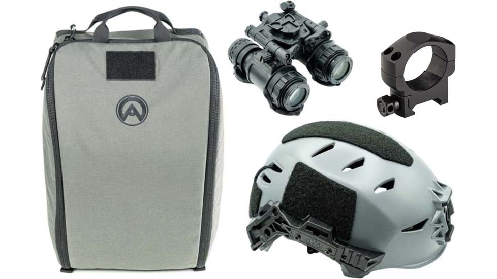 Armasight PVS-31 Premium Kit - Armasight PVS-31 Pinnacle Elite Gen 3 Ghost White, Armasight by OTTE GEAR Helmet Bag, and Team Wendy EXFIL LTP Helmet Rail 3.0, M/L, Gray