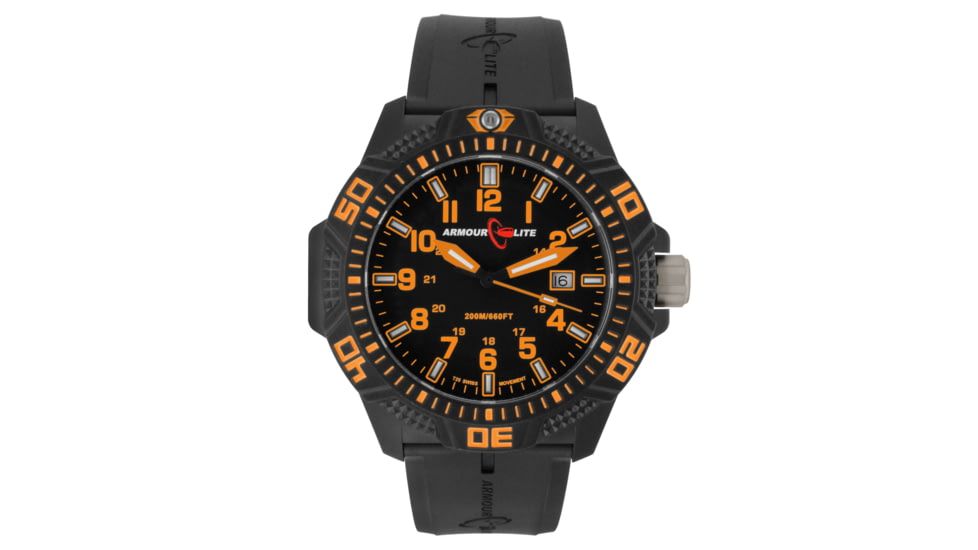 Armourlite Caliber Series Orange Watch With Rubber Band, Black/Orange, Small AL612