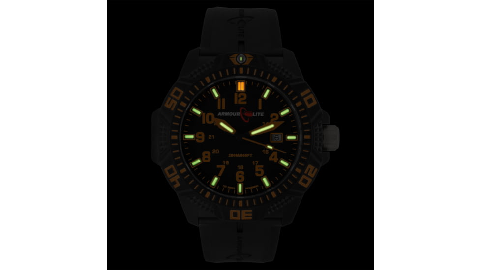 Armourlite Caliber Series Orange Watch With Rubber Band, Black/Orange, Small AL612