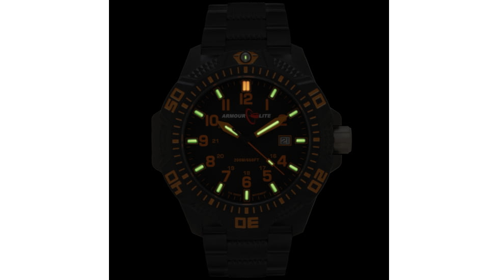 Armourlite Caliber Series Orange Watch With Steel PVD Band, Black/Orange, Small AL622