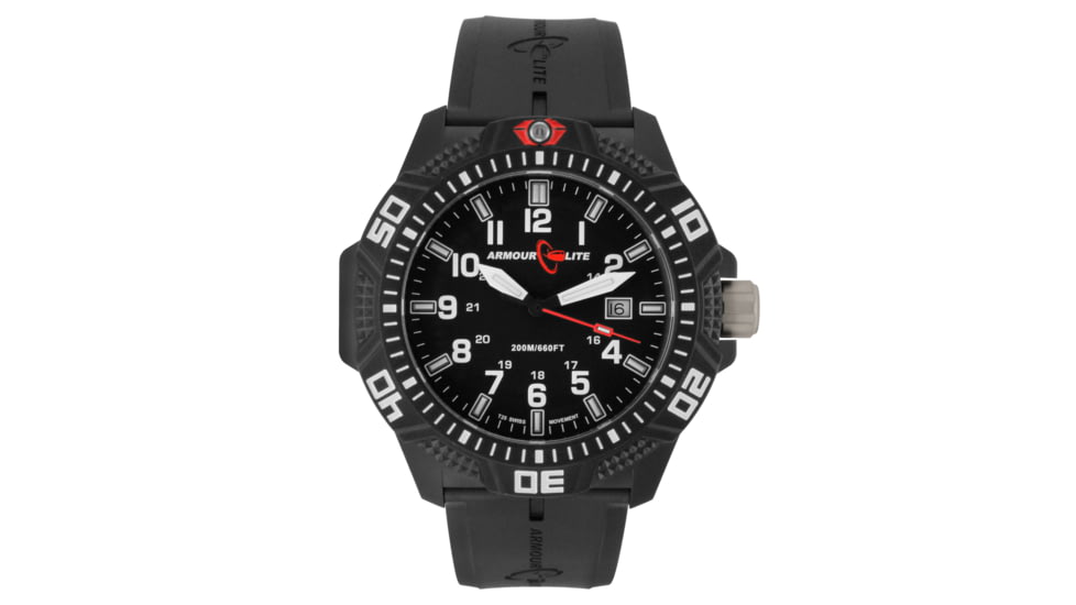 Armourlite Caliber Series White Watch With Rubber Band, Black/White, Small AL613