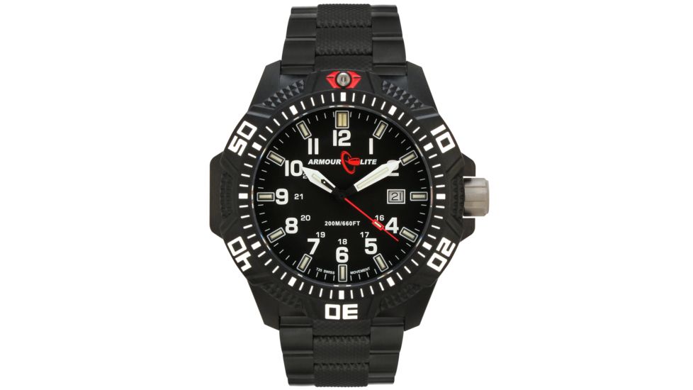 Armourlite Caliber Series White Watch With Steel PVD Band, Black/White, Small AL623