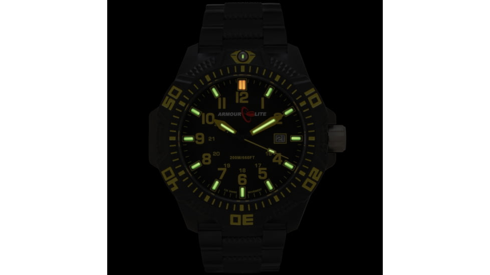 Armourlite Caliber Series Yellow Watch With PVD Band, Black/Yellow, Small AL624
