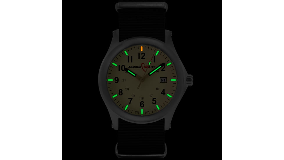 Armourlite Field Series AL142 Swiss Made Tritium Illuminated Watch with Shatterproof Armourglass, Raw Steel Case, Beige Dial, 42mm, AL142