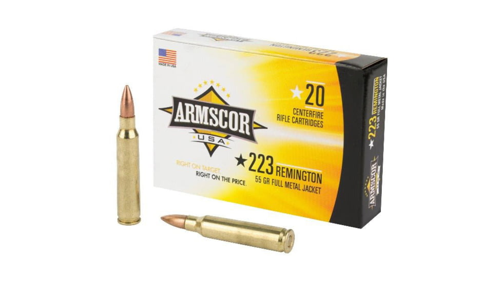 Armscor Precision Inc 223 REM 55 Grain FMJ Brass Cased Rifle Ammo, ARMSFAC2231N
