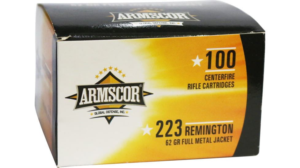 Armscor Precision Inc .223 Remington 62 Grain Full Metal Jacket Brass Cased Rifle Ammo, 100 Rounds, 50448-100RD