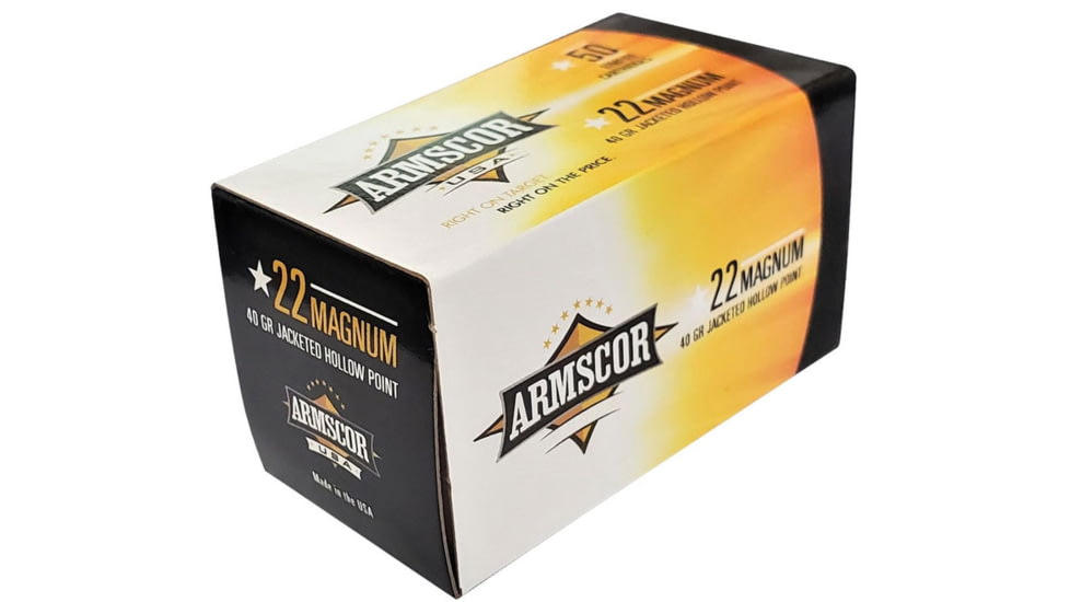 Armscor Precision Inc .22WMR 40 Grain JHP Nickel Case Brass Case Rimfire Ammo, 50RD BX/5000RD CASE, ARMS50157