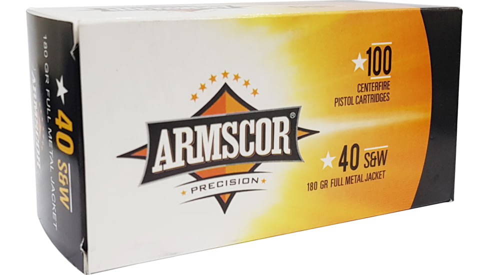 Armscor Precision Inc .40 S&amp;W 180 Grain Full Metal Jacket Brass Cased Pistol Ammo, 100 Rounds, 50316-100RD