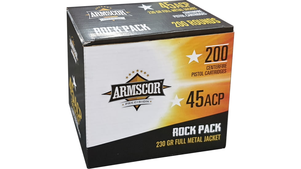Armscor Precision Inc .45 ACP 230 Grain Full Metal Jacket Brass Cased Pistol Ammo, 200 Rounds, 50093-200RD