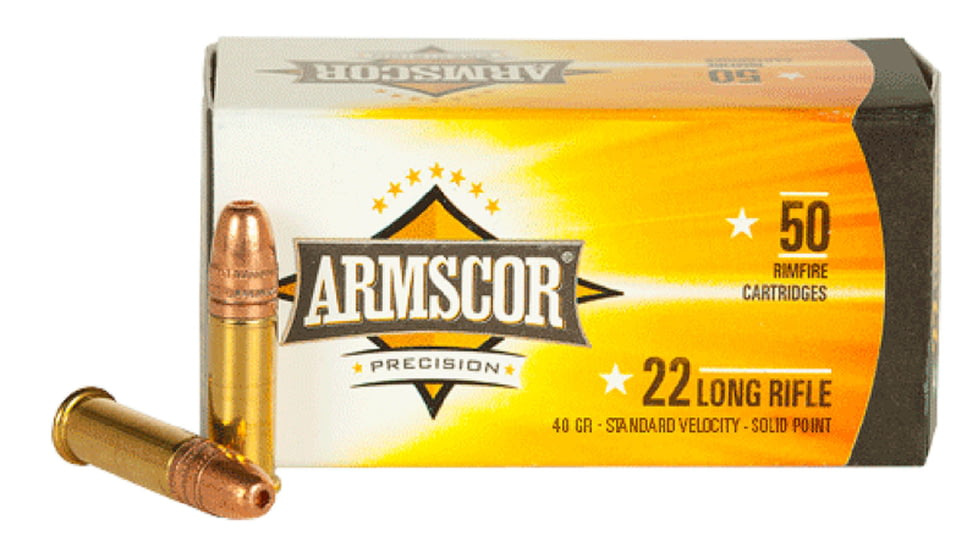 Armscor Precision Inc .22 Long Rifle 40 Grain Soft Point Brass Cased Rimfire Ammo, 50 Rounds, 50012PH-50RD
