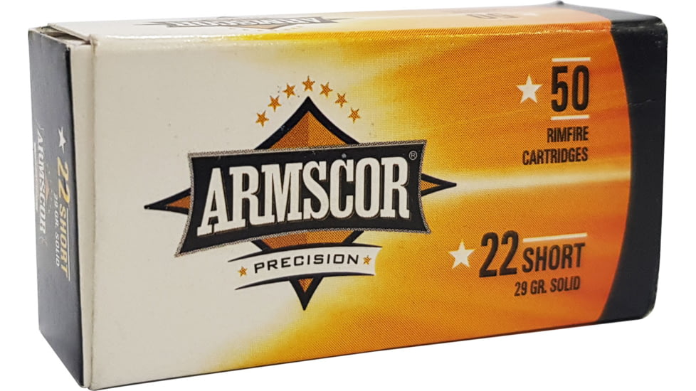 Armscor Precision Inc .22 Short 29 Grain Lead Solid Point Brass Cased Rimfire Ammo, 50 Rounds, 50415-50RD