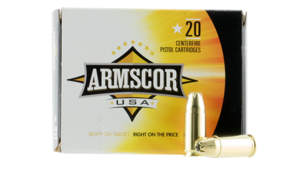 Armscor Precision Inc USA 9mm Luger 124 Grain Jacketed Hollow Point Brass Cased Pistol Ammo, 20 Rounds, FAC9-7N-20RD