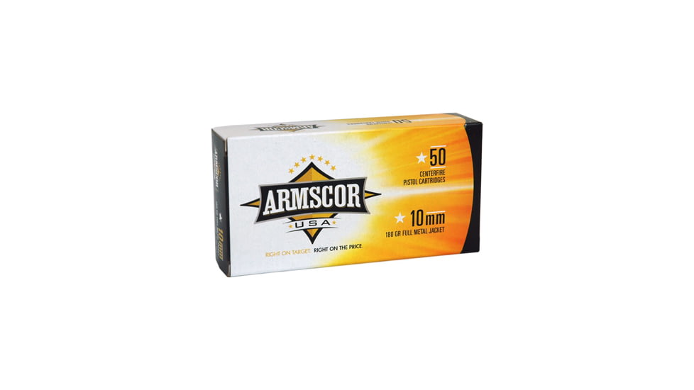 Armscor Precision Inc USA 10mm 180 Grain Full Metal Jacket Brass Cased Pistol Ammo, 50 Rounds, FAC10-2N-50RD