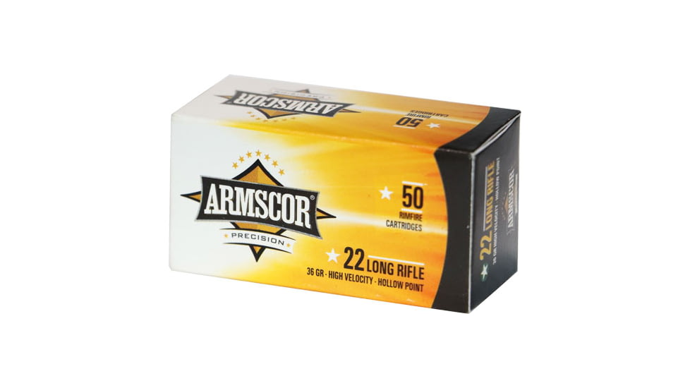 Armscor Precision Inc .22 Long Rifle 36 Grain High Velocity Hollow Point Brass Cased Rimfire Ammo, 50 Rounds, 50015PH-50RD