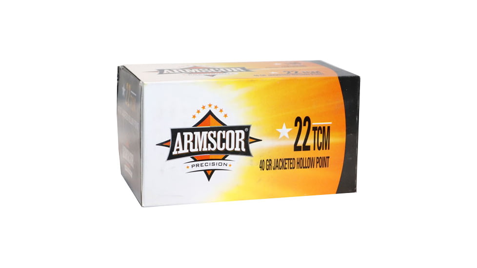 Armscor Precision Inc .22 TCM 40 Grain Jacketed Hollow Point Nickel Plated Brass Pistol Ammo, 100 Rounds, 50326-100RD