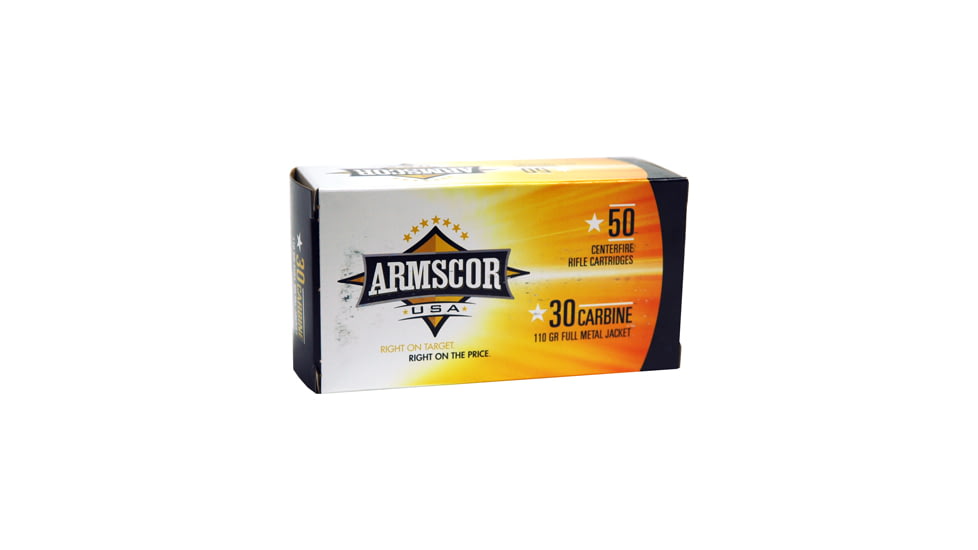 Armscor Precision Inc USA .30 Carbine 110 Grain Full Metal Jacket Brass Cased Rifle Ammo, 50 Rounds, FAC30C-1N-50RD