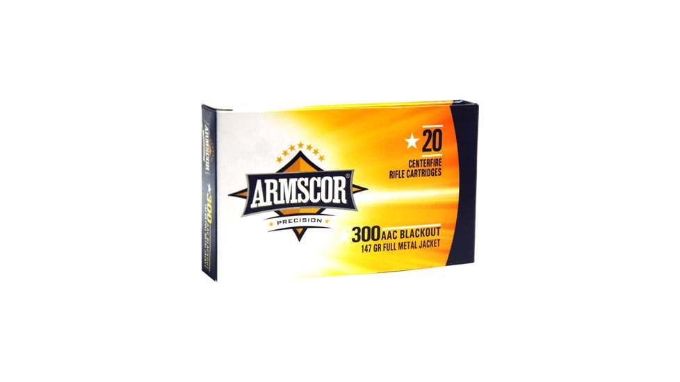 Armscor Precision Inc USA .300 AAC Blackout 147 Grain Full Metal Jacket Brass Cased Rifle Ammo, 20 Rounds, FAC300AAC-1N-20RD