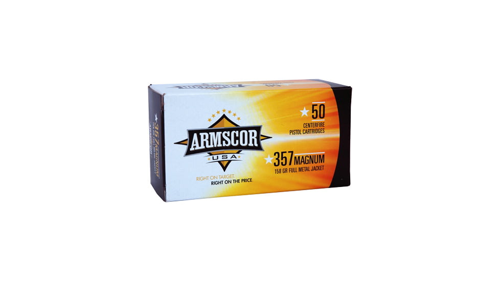 Armscor Precision Inc USA .357 Magnum 158 Grain Full Metal Jacket Brass Cased Pistol Ammo, 50 Rounds, FAC357-6N-50RD