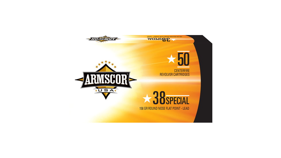 Armscor Precision Inc USA .38 Special 158 Grain Lead Round Nose Brass Cased Pistol Ammo, 50 Rounds, FAC38-5N-50RD