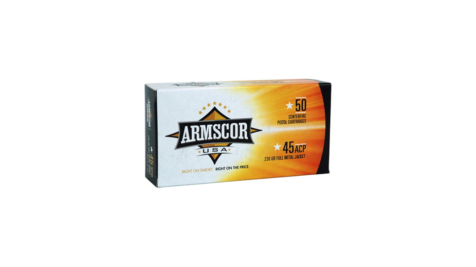 Armscor Precision Inc USA .45 ACP 230 Grain Full Metal Jacket Brass Cased Pistol Ammo, 50 Rounds, FAC45-12N-50RD