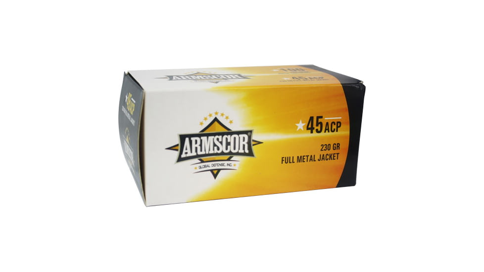Armscor Precision Inc .45 ACP 230 Grain Full Metal Jacket Brass Cased Pistol Ammo, 100 Rounds, 50443-100RD