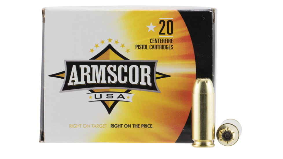 Armscor Precision Inc USA 10mm 180 Grain Jacketed Hollow Point Brass Cased Pistol Ammo, 20 Rounds, FAC10-3N-20RD