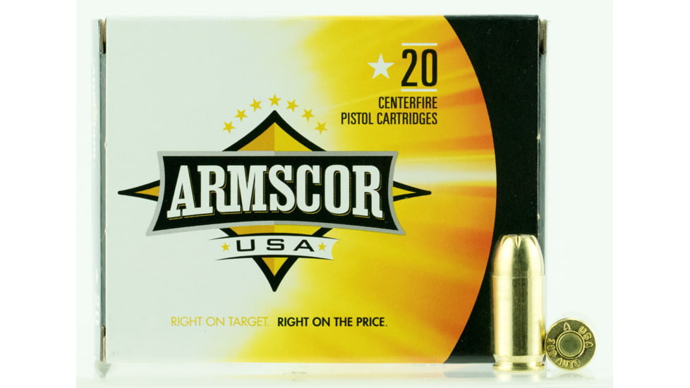 Armscor Precision Inc USA .380 ACP 95 Grain Jacketed Hollow Point Brass Cased Pistol Ammo, 20 Rounds, FAC380-3N-20RD